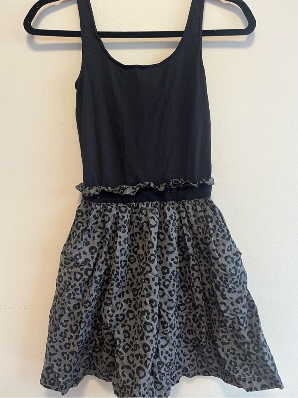 PINK Victoria's Secret Black Tank Dress with Gray Leopard Skirt